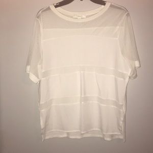 White Top with Mesh Stripes